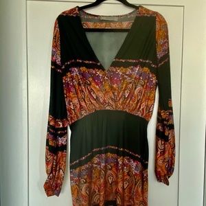 Asos Multi Colored Long Sleeve Midi Dress